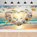 Foldable Wedding Banner Floral High-Quality Printed Anniversary Backdrop Reusable Durable Bridal Shower Decoration for Wedding.