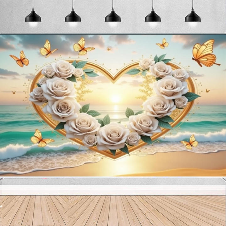 Foldable Wedding Banner Floral High-Quality Printed Anniversary Backdrop Reusable Durable Bridal Shower Decoration for Wedding