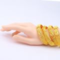 Dubai Luxury Gold Color Bangles For Women 24K Gold Plated Indian African Bracelets Charm Wedding Ethiopian Arabic Hand Jewelry.