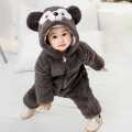 Newborn Baby Winter Plush Romper Soft Warm Button Closure Hooded Jumpsuit for Toddlers. 