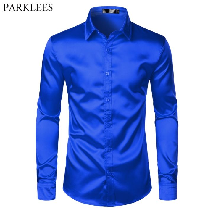 Royal%20Blue%20Silk%20Satin%20Shirt%20Men%202023%20Luxury%20Brand%20New%20Slim%20Fit%20Mens%20Dress%20Shirts%20Wedding%20Party%20Casual%20Male%20Casual%20Shirt%20Chemise%20-%20Image%203