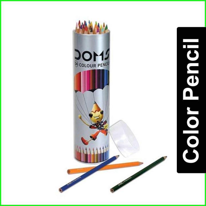 DOMS Full Size Color Pencil - 24Pcs Multicolor ( Round Tin) | Daraz.com.bd