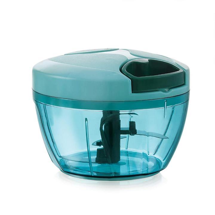 Large Handy and Compact Chopper Handy Quick Cutter for Kitchen, 3 Blade Stainless Steel, Pull String, Green (350ml) - onion By Shafin Electronics