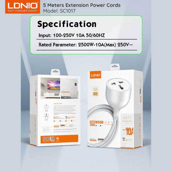 LDNIO SC1017 Universal Power Strip with Extension Power Cord