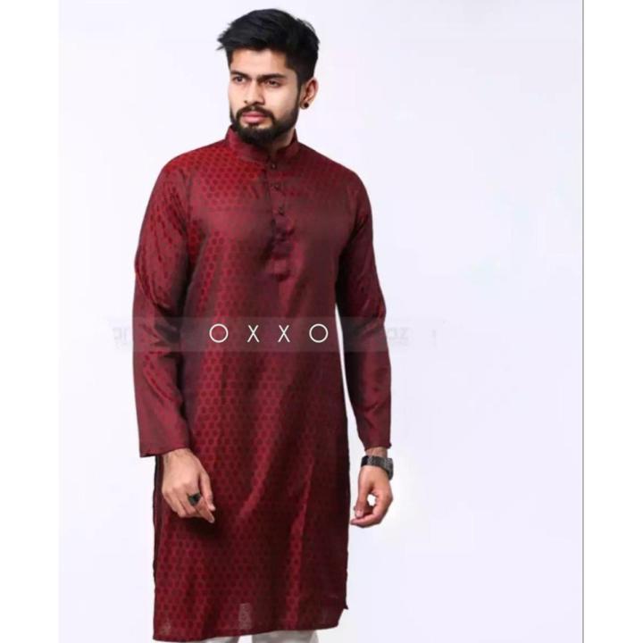 Eid special royel blue solid colour fasionable  cotton semilong panjabi for men