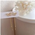Fashion Butterfly Tassel 50 mm length golden Earrings For Women Trendy Shiny Moon Star  Dangle Earrings Korean Jewelry. 
