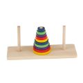 Tower of Hanoi Wooden Puzzle 10 Rings Geometric Stacker Kids Developmental Toy, 10 Colorful Pieces.