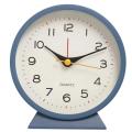 4.5 Inch Battery Operated Antique Retro Analog Alarm Clock, Small Silent Bedside Desk Metal Clock with Light(Blue). 