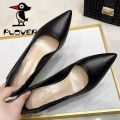 Not Tired Feet Comfortable High Heels Stiletto Heel2023New French Commute Work Professional Black Pointed Toe Soft Leather Pumps.