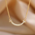 Exquisite Crystal Necklace Gold Metal Clavicle Chain Elegant Women. 