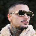 2267 Metal Square Frame One-piece Sunglasses Sports Outdoor Trend Futuristic Fashion Hip Hop Men Custom Shades for Men Color. 