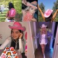 Western Cowboy Caps Pink Cowgirl Hat for Women Girl Tiara Cowgirl Hat Holiday Costume Party Hat Feather Edge Fedora Cap.