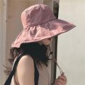 Summer Thin Sun Protection Hats For Women Ladies Korean Big Brim Fisherman Hat Sunshade Hat Summer Black Gum Sunshade Hat. 