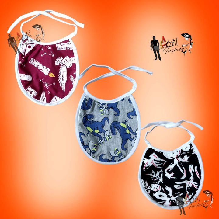 3 Pieces multicolor Baby Cotton Bibs Double Layers and Waterproof