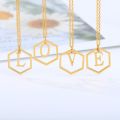 【Alizeker Mall】Hollow A-Z Initial Letter Necklace Women Stainless Steel Color Pendants Choker Necklaces Female.