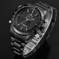 Naviforce NF9024 Stainless Steel Dual Display Quartz Watch - Black and White. 