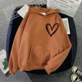 2023 Fall/Winter New Korean Version Hooded and Fleece Sweatshirt Women's Casual Loose Blouse Jacket Couple Hoodie. 
