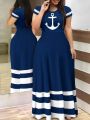 T9042 Amazon AliExpress 2023 Summer New European and American Temperament Commuter Digital Printed Long Dress.