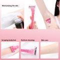 Portable 6 Layer Blade Body Hair Removal Beauty Razor for Women Leg Armpits Facial Hair T-shape Trimmer Shaver Razor with 3 Replaceable Blades.
