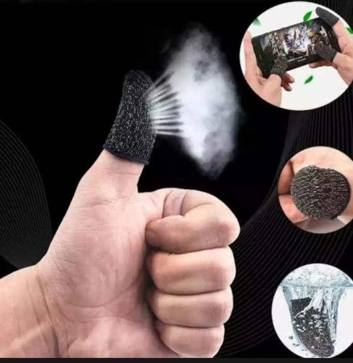 1 Pair(2 Pcs) Breathable Mobile Finger Sleeves / Sweatproof Gloves for Mobile Gaming - Black