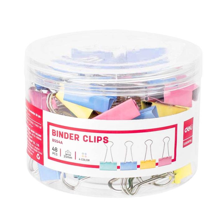Deli E8554A Binder Clips - 25mm, Assorted