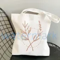 Flower Print Canvas Tote Bag Totes Aesthetic Bags for Women Shopper Shopping Bag Back To School Gift for Teacher Bolsa Feminina. 