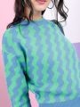 Pantoneclo Premium Women's / Girl's Round Neck Reversible Wavy Motif Sweater / Cardigan / Pullover. 