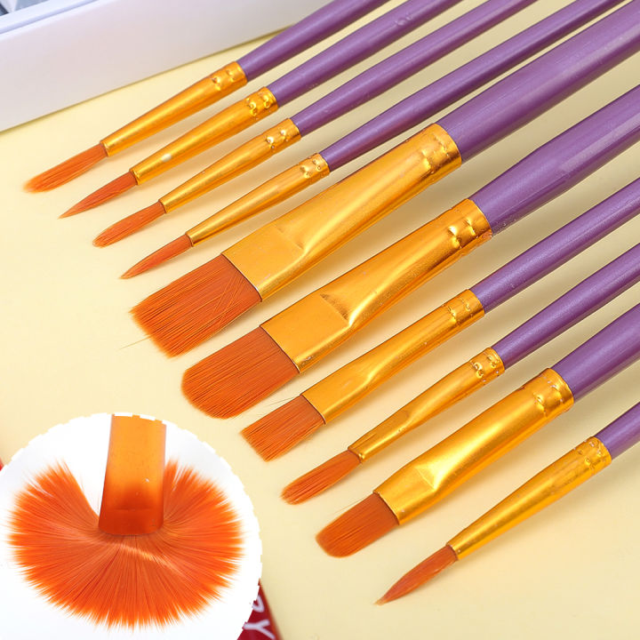 10%20Pcs%20Artists%20Paint%20Brush%20Set%20Acrylic%20Watercolor%20Round%20Pointed%20Nylon%20Tip%20Multifunction%20Hook%20Line%20Short%20Pointed%20Pen%20-%20Image%204