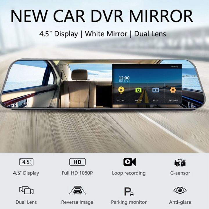 TOHAYIE%204.5%20Inch%20Car%20Camera%20DVR%20Rearview%20Mirror%20Dash%20Cam%20Recorder%20Video%20Registrator%20HD%201080P%20Touch%20Screen%20Night%20Vision%20Car%20Dash%20(with%208G%20TF%20Card)%20-%20Image%205