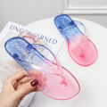 Two-Color Summer Women Flip-Flops New Fashion Gradient Sandals Home Outdoor PVC Portable Breathable Beach Shoes.