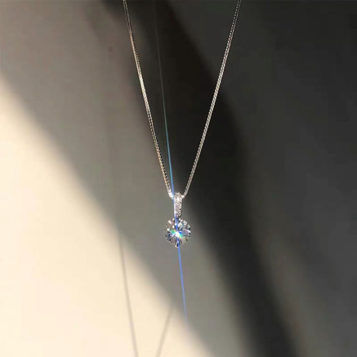 Fashion%20925%20Sterling%20Silver%20Round%20Zircon%20Necklace%20Minimalist%20Style%20Charm%20Choker%20Pendant%20Party%20Gift%20For%20Women's%20Fine%20Jewelry%20-%20Image%204