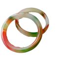 Outer Mongolian material colorful jade bracelet jade color medium wide retro women's Fu Lu Shou three-color colorful wangfu jade bracelet.