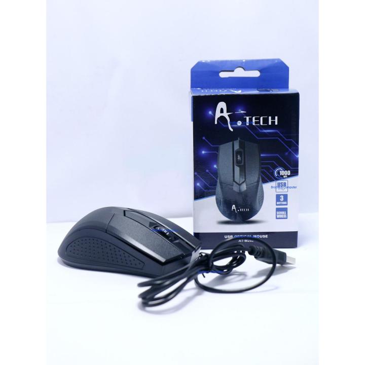Atech Optical Wired Usb Mouse - Black | Daraz.com.bd