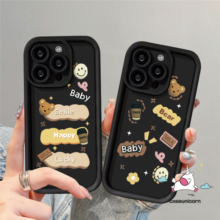 Little Bear Coffee Cloud BABY LUCKY Cover Compatible For IPhone 11 15 14 13  12 Pro Max 7Plus XR XS Max X 15 6s Plus SE 2020 Angel Eye Soft Case
