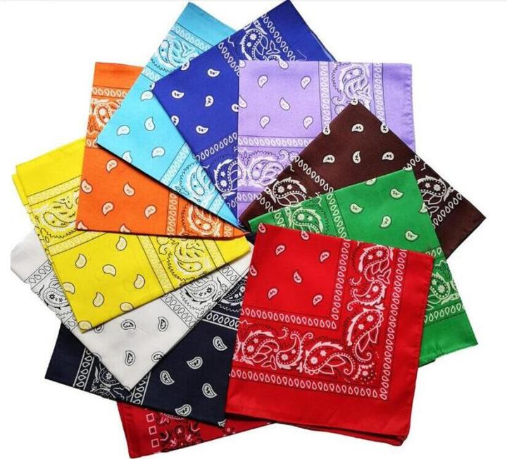 Fashion Hip Hop 100% Cotton Bandana Square Scarf 54cm*54cm Black Red Paisley Headband Printed For Women/Men/Boys/Girls