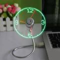 Durable USB Fan Desktop LED Light Clock Cooling Gadget Flexible Metal Hose(null). 