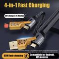 Multifunctional Mecha 4 in 1 Fast Charging 65watt PD Cable with Data Transfer for iPhone, Samsung and Others.