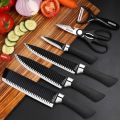 Original Zepter 6 piece knife set finished in wrinkle black. 
