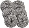 6Pc Stainless Steel Dish Scouring Pad Pot Scrubber Stainless Steel Scrubber, Steel Wool Scrubber, Metal SpongeSteel Wire Ball Scrubbing Brush.