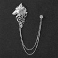 【Factory-direct】 Men's Chain Wolf Head Brooch Flower Tassel Jewelry Suit Crown Trend Pin Accessories.