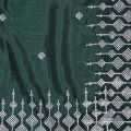 Indian Vichitra silk Green Saree with High-Quality Sequins Silvar Embroidery Work on Blouse.