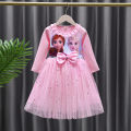 Girls Aisha princess dress frozen cartoon elsa dress spring and autumn children's bow mesh skirt. 