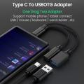 2 In 1 OTG Cable Adapter Type C To USB A Adapter With PD Charging Port Cable For Samsung Xiaomi Huawei Laptop Mobile Phone. 