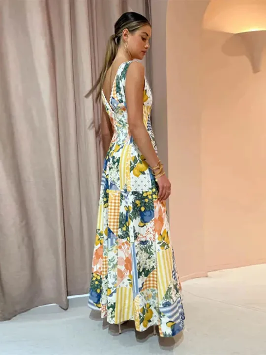 Printed%20Deep%20V-neck%20Dress%20Women%20Sleeveless%20Panelled%20Female%20Long%20A-line%20Beach%20Dresses%202023%20Summer%20Street%20Curved%20Hem%20Backless%20Robe%20-%20Image%203