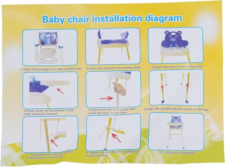 Children's%20High%20Chair%20Baby%204-in-1%20Dining%20Chair%20Seat%20Foldable%20with%20Tray%20Height%20Adjustable%20-%20Image%209