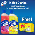 (Buy 2 Get 1 Free) Lizol Disinfectant Floor & Surface Cleaner 2 X 500ml Citrus & Floral + Trix Lemon Dishwash Bar 300g Free. 