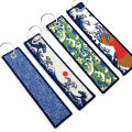 JDM Car Fabric Keychain Key Ring Hokkaido waves Key Tag Kanagawa Surfing Embroidered Key Chain Man Automotive Accessories.