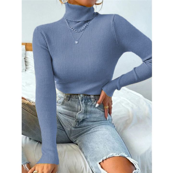 Knit%20Sweater%20Solid%20Turtleneck%20Pullover%20Casual%20Ribbed%20Basic%20Women%20Sweaters%20Slim%20High%20Quality%20Top%20Autumn%20Winter%20Women%20Clothes%20-%20Image%204