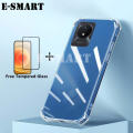 For VIVO Y02A Case Transparent Air Cushion Shockproof Silicone Clear + VIVOY02A Tempered Glass Screen Protector Film.