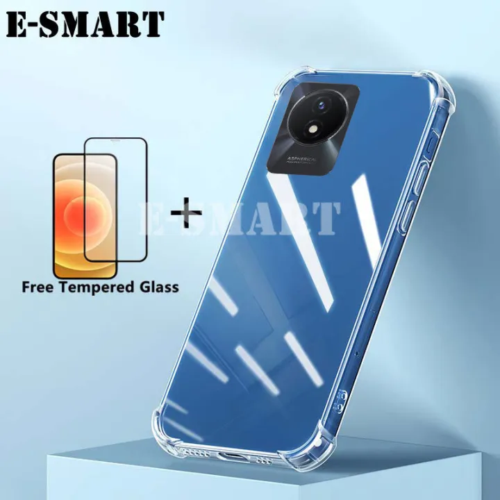 For%20VIVO%20Y02A%20Case%20Transparent%20Air%20Cushion%20Shockproof%20Silicone%20Clear%20+%20VIVOY02A%20Tempered%20Glass%20Screen%20Protector%20Film%20-%20Image%204